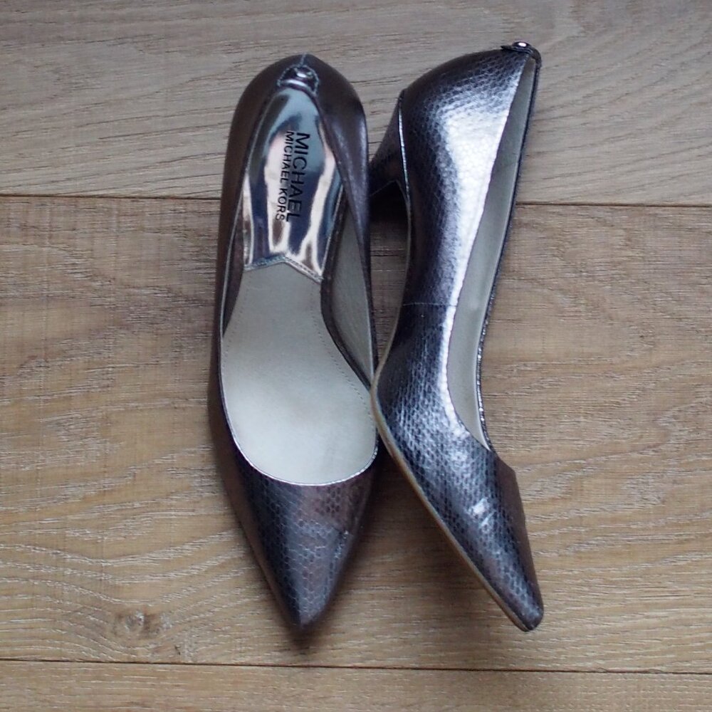 Michael Kors | Leather Pewter 'Snakeskin' Stilletto Pumps